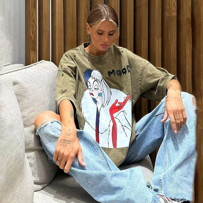Damen Oversized T-Shirt mit einzigartigem Grafikdruck Stalluxe Grün