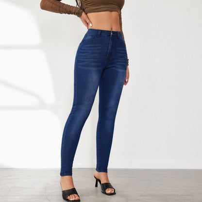 Damen Slim Fit Jeans im hochtaillierten Design mit elastischem Bund Stalluxe