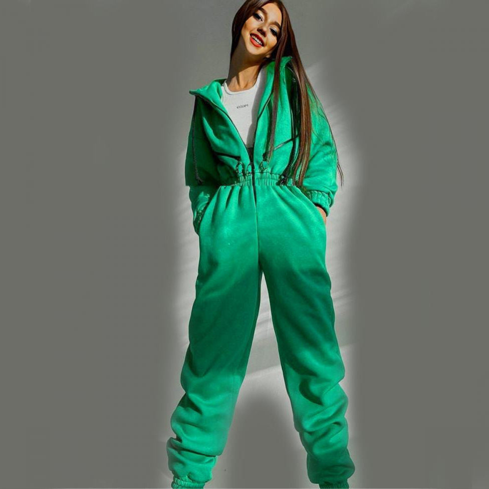 Damen Freizeit-Jumpsuit mit modernem Kapuzen-Design und praktischen Taschen Stalluxe