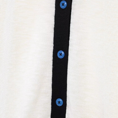 Damen modische kurzärmelige Strickjacke mit Kontrastnähten und Knopfverschluss Stalluxe