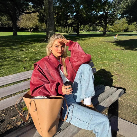 Damen Oversized Jacke im Jeanslook mit strukturierter Oberfläche und verstecktem Reißverschluss Stalluxe