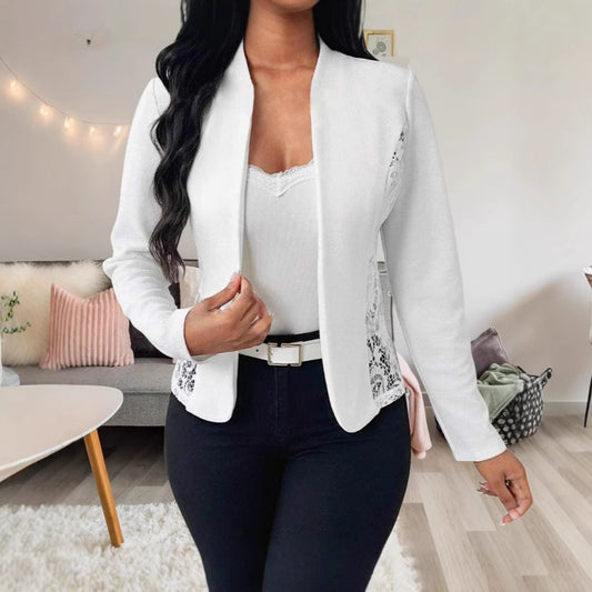 Damen elegante Blazerjacke mit Spitzenakzenten Stalluxe
