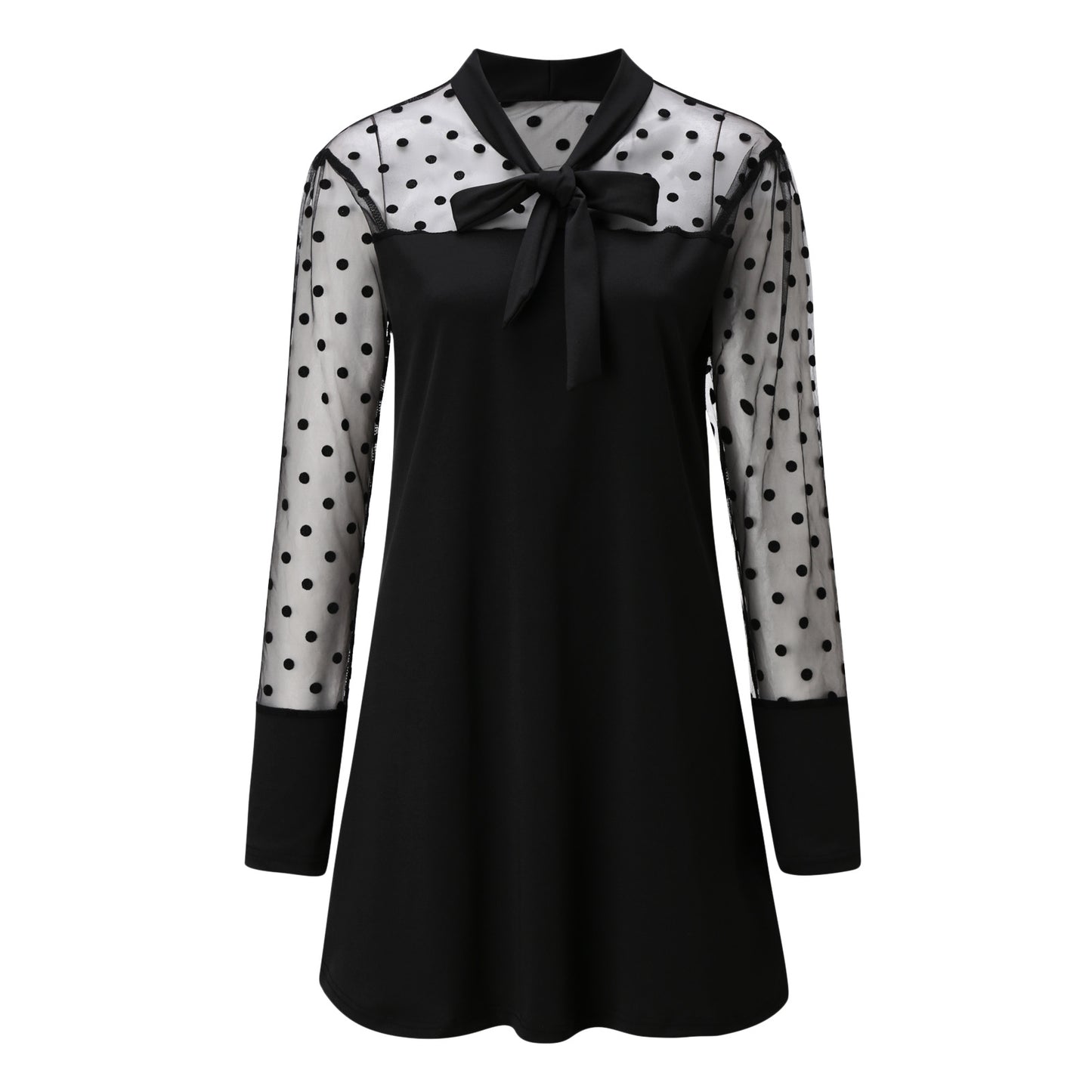 Damen Chiffonkleid mit eleganter Schleife und gepunktetem Design Stalluxe