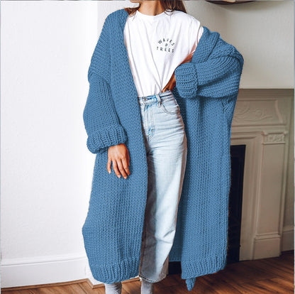 Damen Großer Strickmantel mit tiefen Taschen und voluminösen Ärmeln Stalluxe