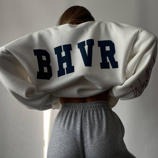 Damen Oversized Sweatshirt mit kreativem Retro-Druck Stalluxe