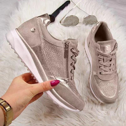 Damen sportliche Sneakers mit atmungsaktivem Obermaterial und zusätzlichem Reißverschluss Stalluxe