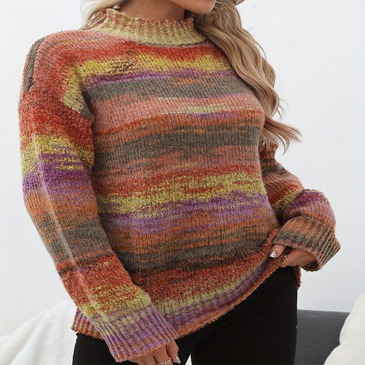 Damen gemütlicher Strickpullover mit strukturiertem Farbverlauf Stalluxe