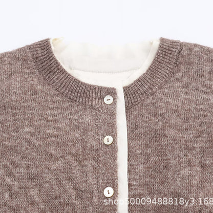 Damen modische Strickjacke mit Knopfleiste und Rundhalsausschnitt Stalluxe