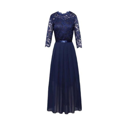 Damen elegantes Abendkleid mit Spitzenoberteil und fließendem Rock Stalluxe