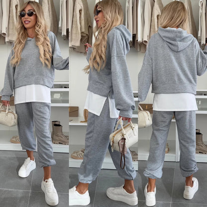 Damen lässiges cropped Hoodie und bequeme Jogginghose Set Stalluxe