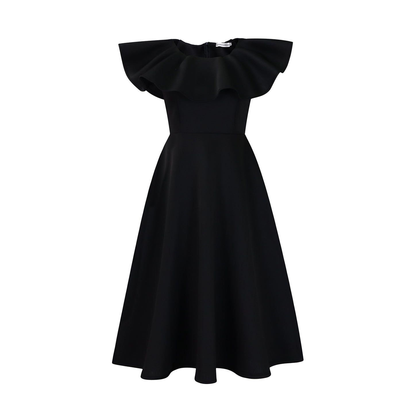 Damen Maxikleid mit voluminösem Kragen und schwingendem Rock Stalluxe