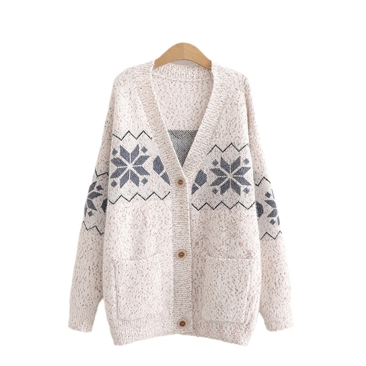 Damen Großer Strickcardigan mit zeitgemäßem Zick-Zack-Muster und praktischen Taschen Stalluxe