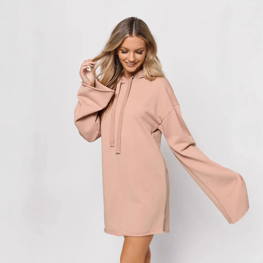Damen lässiges Oversized Hoodie-Kleid mit Kapuze und langen Ärmeln Stalluxe