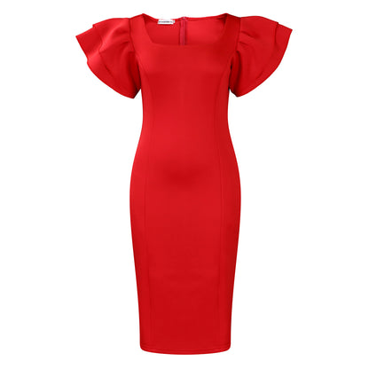 Damen Elegantes Kleid mit voluminösen Ärmeln Stalluxe