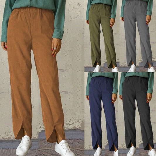 Damen Modische und bequeme Bundhose mit seitlichen Schlitzdetails Stalluxe