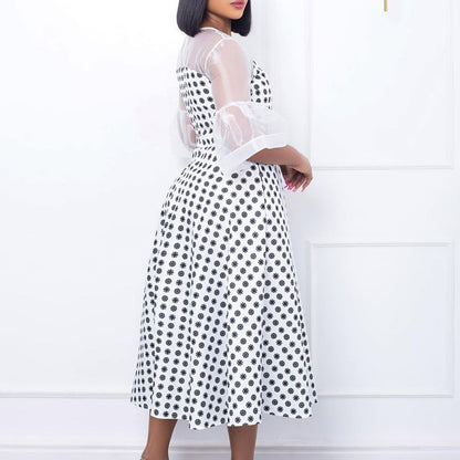 Damen Blumenkleid mit transparenten Ärmeln Stalluxe