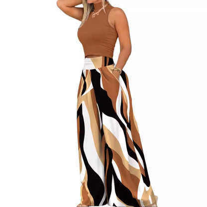 Damen angesagtes Outfit mit ärmellosem Oberteil und weitem Rock Stalluxe