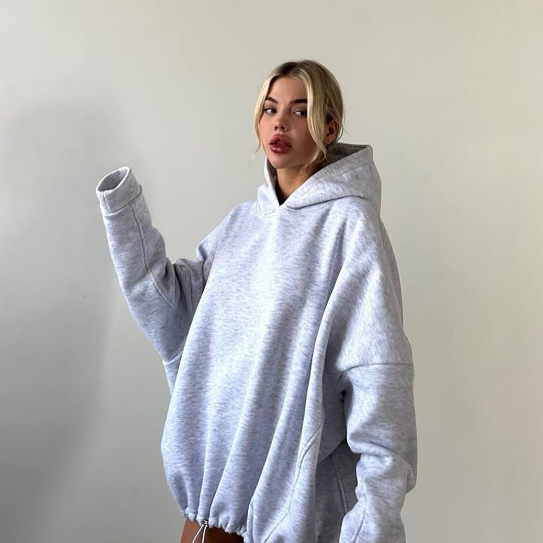 Damen Oversized Kapuzenpullover mit lässigem Schnitt und komfortablem Material Stalluxe Grau