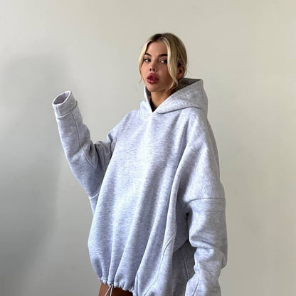 Damen Oversized Kapuzenpullover mit lässigem Schnitt und komfortablem Material Stalluxe Grau