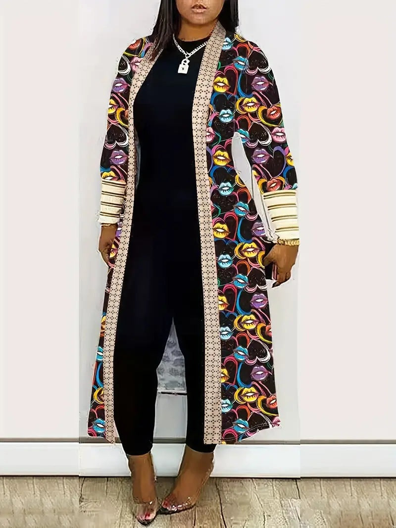 Women's Artistic Print Duster Cardigan Stalluxe