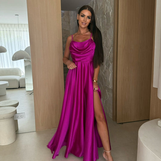 Damen Elegantes Abendkleid mit fließendem Schnitt und seitlichem Schlitz Stalluxe