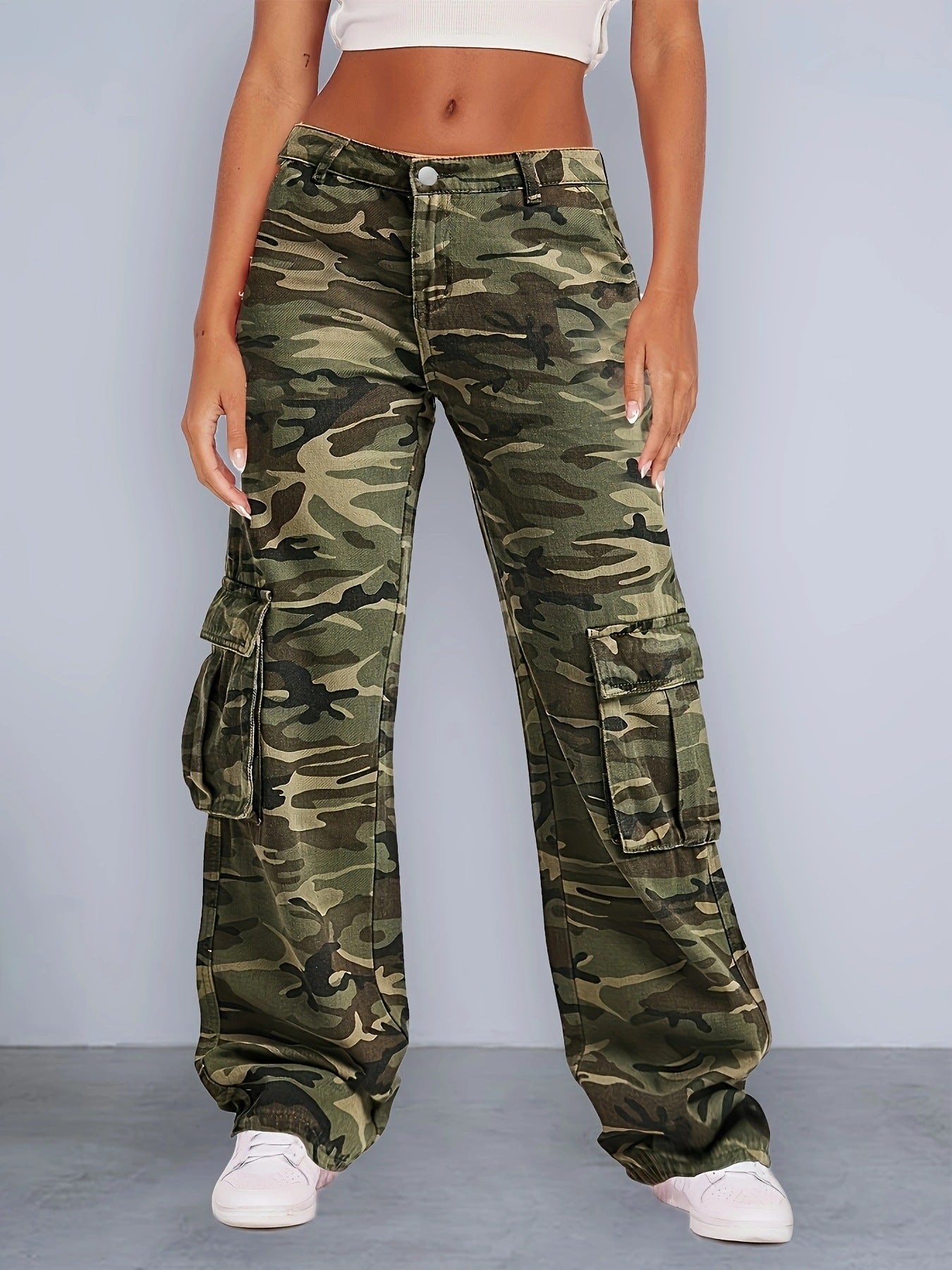 Damen Cargo-Jeans mit weitem Bein und mehreren praktischen Taschen Stalluxe