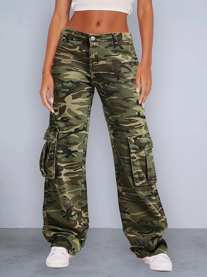 Damen Cargo-Jeans mit weitem Bein und mehreren praktischen Taschen Stalluxe