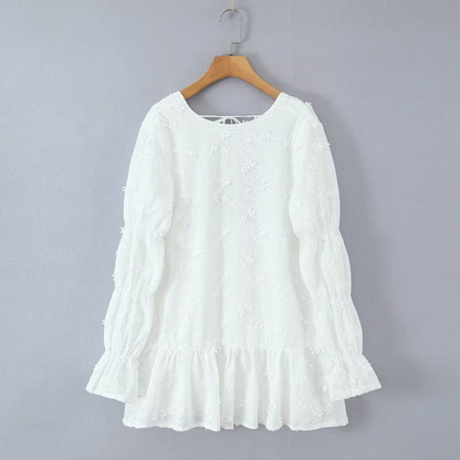 Damen luftiges Sommerkleid mit floralem Stickereidesign und voluminösen Ärmeln Stalluxe