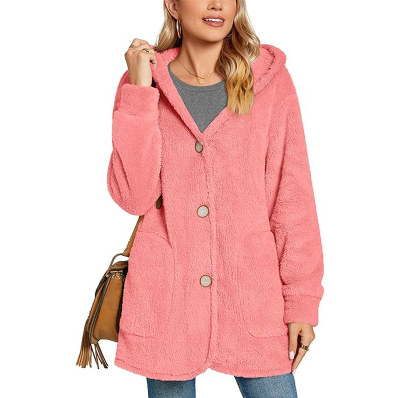 Damen Kuschelige Fleecejacke mit Kapuze und Taschen Stalluxe