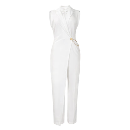 Damen Stylischer Jumpsuit mit eleganter Drapierung und seitlichem Glitzerakzent Stalluxe