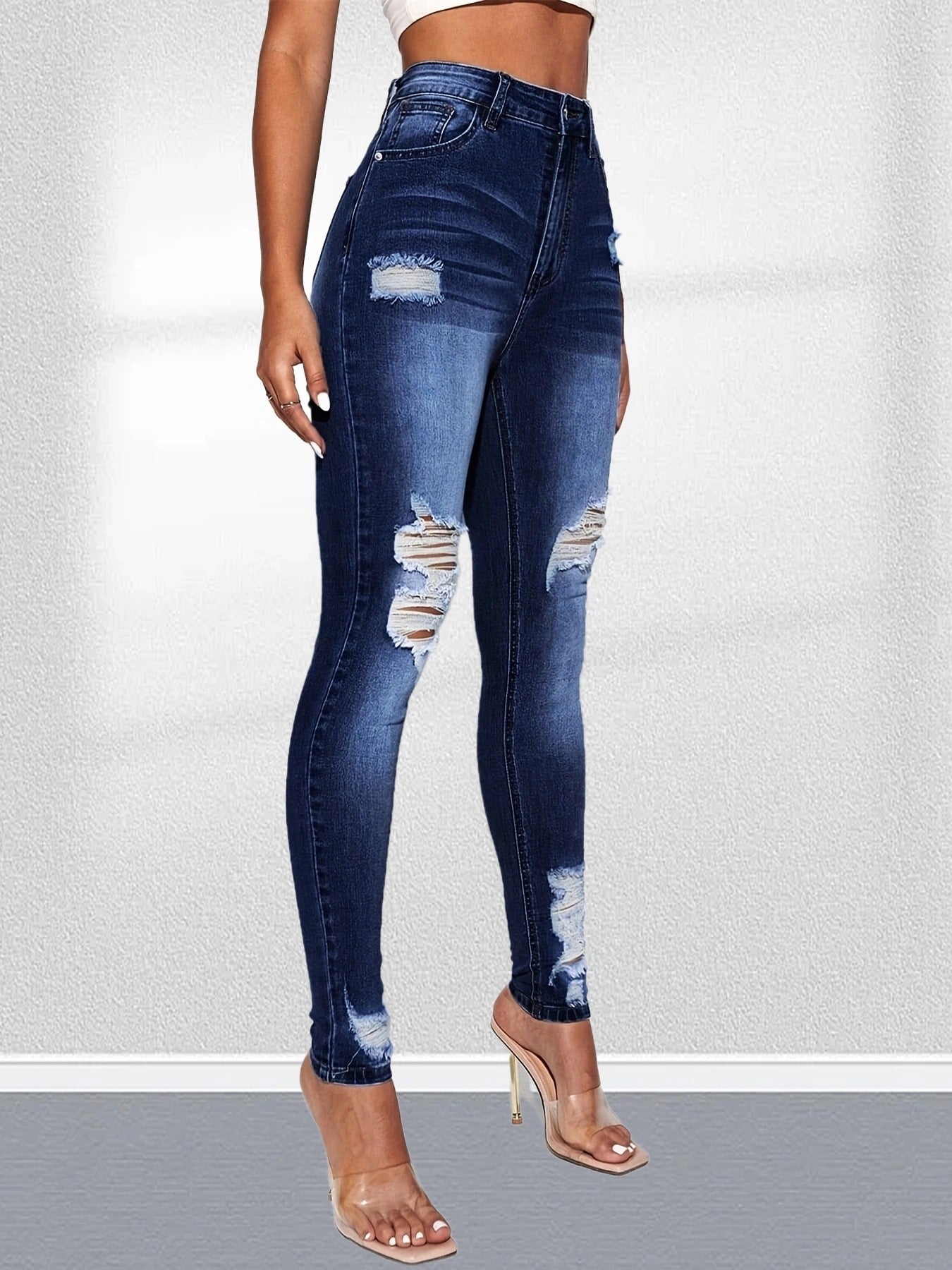 Damen Ripped High-Waist Jeans im Vintage-Look Stalluxe