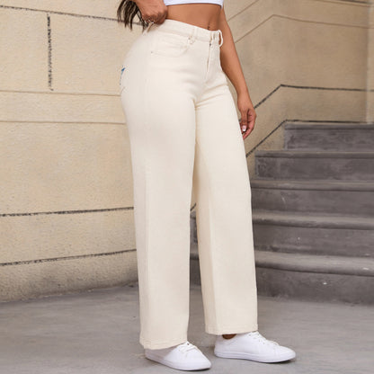 Damen weite Jeanshose mit hochtailliertem Schnitt Stalluxe
