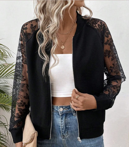 Damen sportliche Jacke mit Spitzeneinsätzen Stalluxe