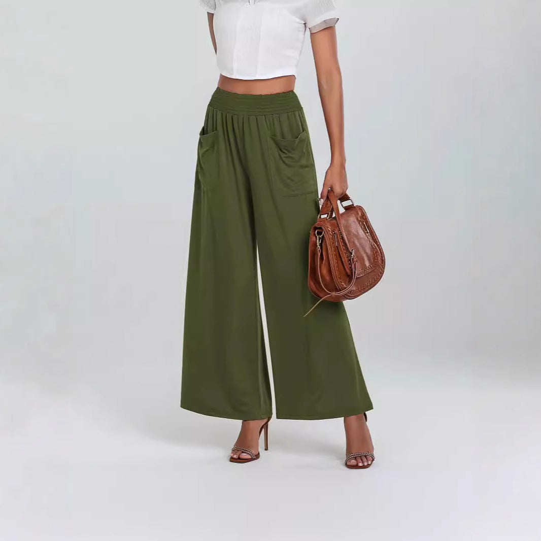 Damen Weit geschnittene Palazzo-Hose mit elastischem Bund und praktischen Taschen Stalluxe
