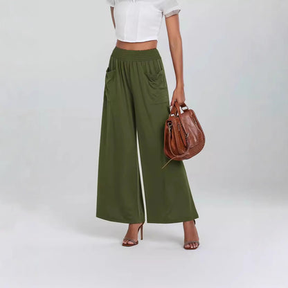Damen Weit geschnittene Palazzo-Hose mit elastischem Bund und praktischen Taschen Stalluxe