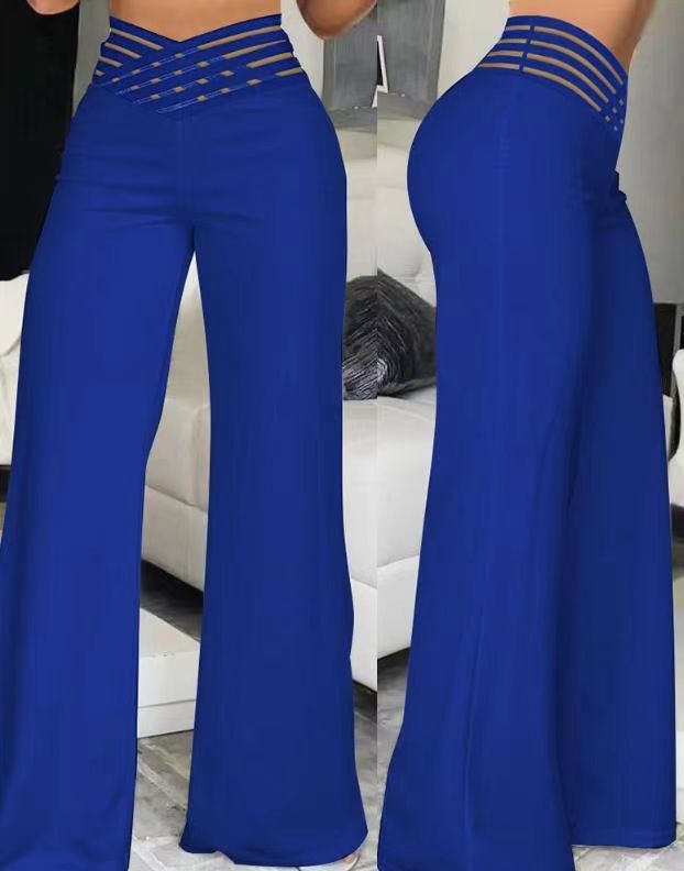 Damen Weite High-Waist-Hose mit verziertem Bund Stalluxe