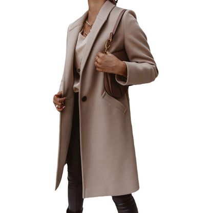 Damen Eleganter und hochwertiger Wollmantel mit schmalem Schnitt Stalluxe