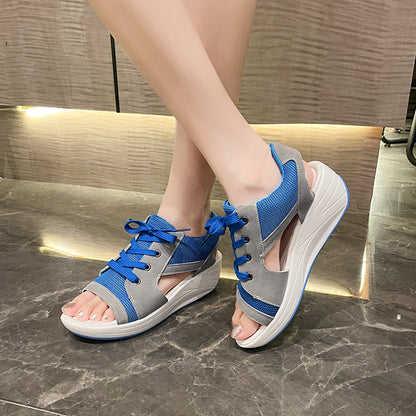 Damen sportliche Sandalen mit atmungsaktivem Mesh-Obermaterial und flexiblem Keil Stalluxe
