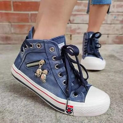 Damen Hohe Sneakers im modernen Used-Look mit modischen Reißverschlussdetails Stalluxe