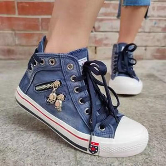 Damen Hohe Sneakers im modernen Used-Look mit modischen Reißverschlussdetails Stalluxe