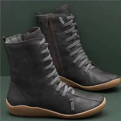 Damen elegante Schnürstiefel mit praktischem Reißverschluss Stalluxe