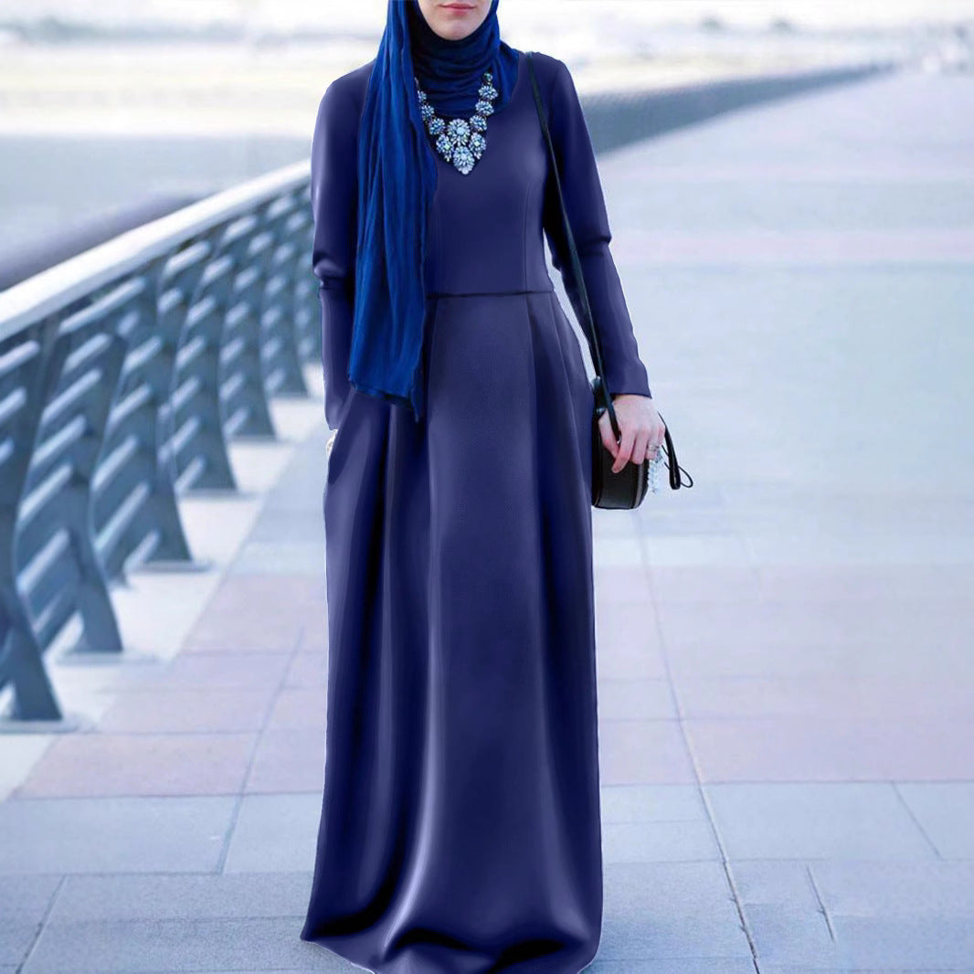 Damen Elegantes Maxikleid mit langem Arm und fließendem Schnitt Stalluxe