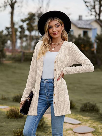 Damen Strickjacke mit strukturiertem Muster und praktischen Taschen Stalluxe 1753970709