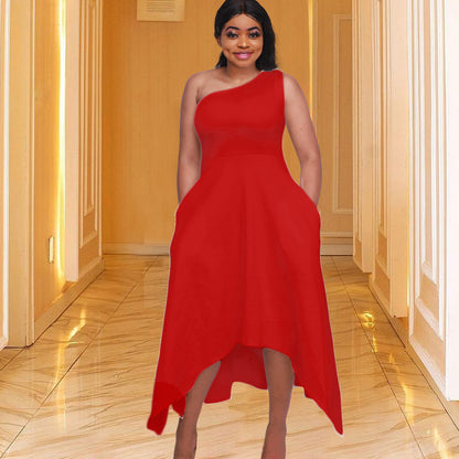 Damen asymmetrisches Cocktailkleid mit einzelnem Schulterträger und Schärpe Stalluxe