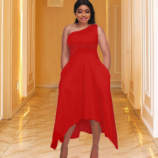 Damen asymmetrisches Cocktailkleid mit einzelnem Schulterträger und Schärpe Stalluxe