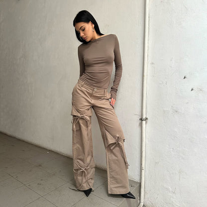 Damen Langarmshirt mit lässigem Schnitt und Binde-Details Stalluxe