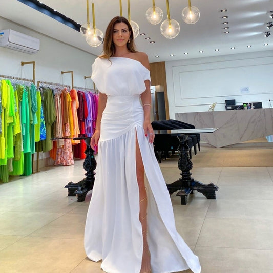 Damen Off-Shoulder Maxikleid mit seitlichem Schlitz und fließendem Stoff Stalluxe