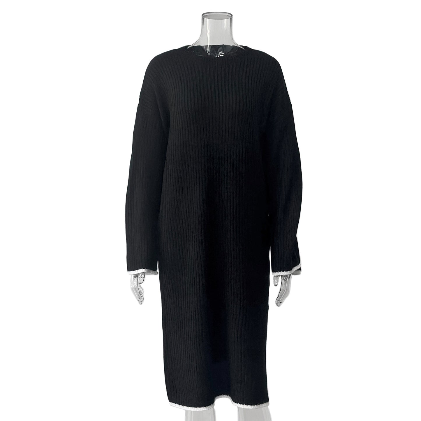 Damen lässiges Strickkleid mit Ribstruktur und weitem Schnitt Stalluxe