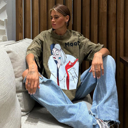 Damen Oversized T-Shirt mit einzigartigem Grafikdruck Stalluxe