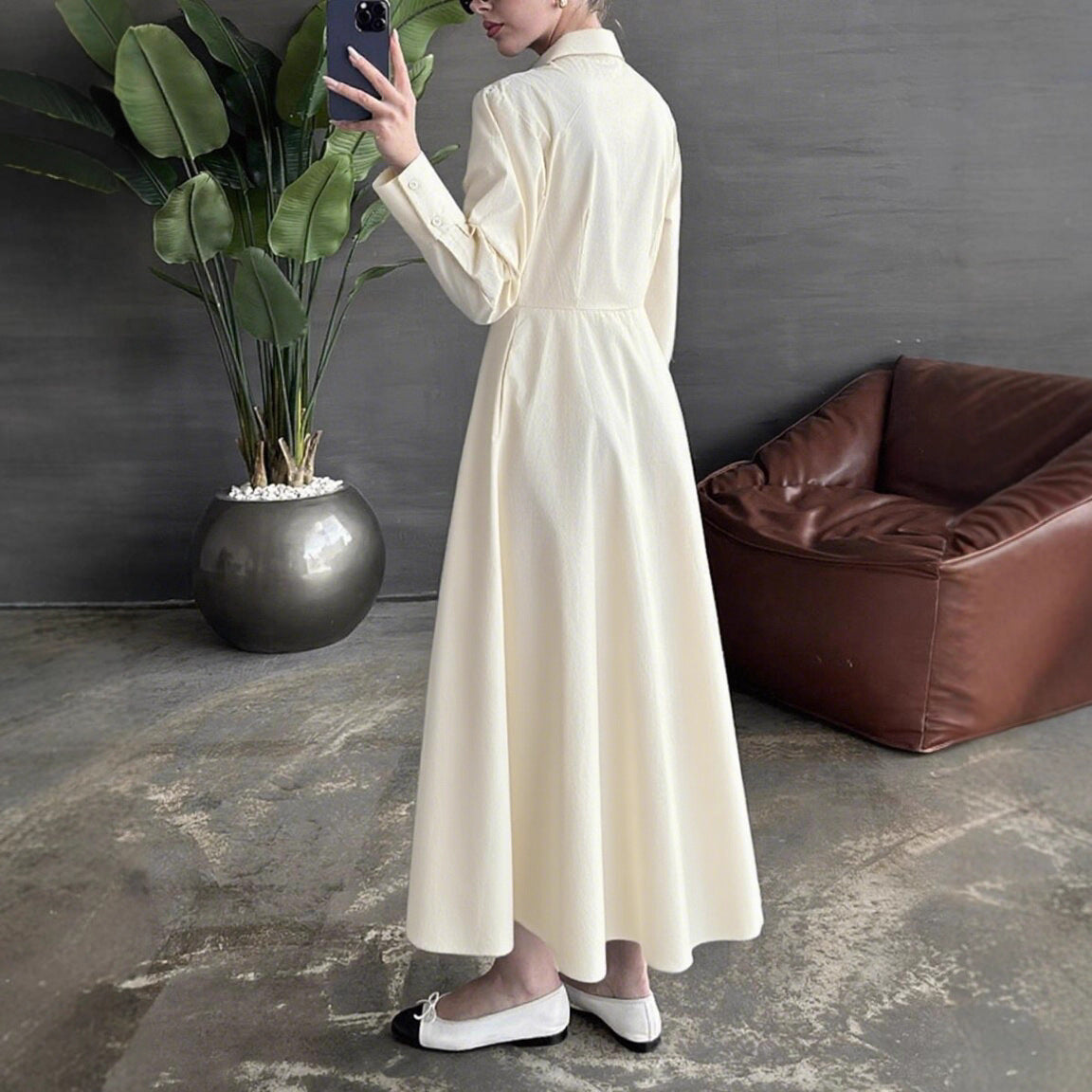 Damen Hemdkleid mit eleganter Knopfleiste und taillierter Figur Stalluxe